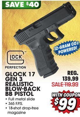 Big 5 Umarex glock 17 gen 3 realistic blow-back bb pistol offer