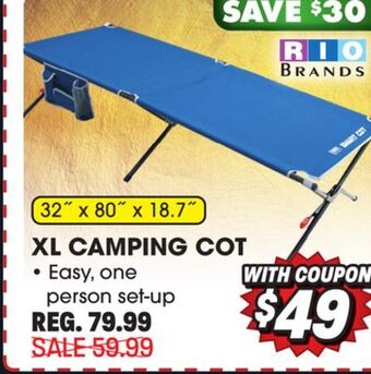 Big 5 Rio gear xl camping cot offer