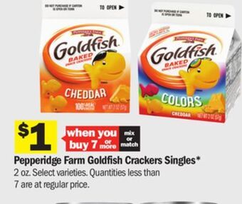 Meijer Pepperidge farm goldfish crackers singles offer