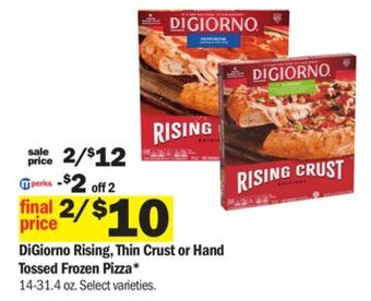Meijer Digiorno rising, thin crust or hand tossed frozen pizza offer