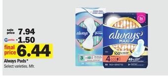 Meijer Always pads offer