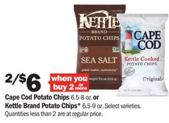 Meijer Cape cod potato chips 6.5-8 oz. or kettle brand potato chips* 6.5-9 oz offer