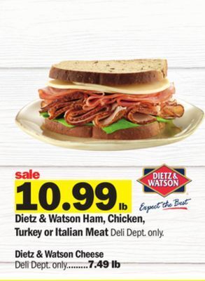 Meijer Dietz & watson ham, chicken, turkey or italian meat offer