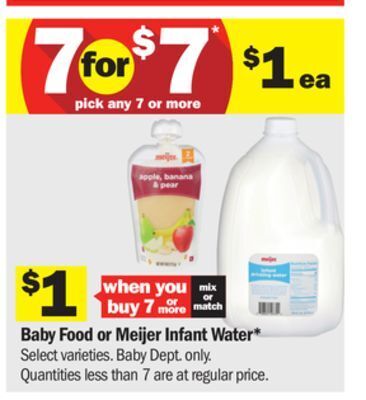 Meijer Baby food or meijer infant water offer
