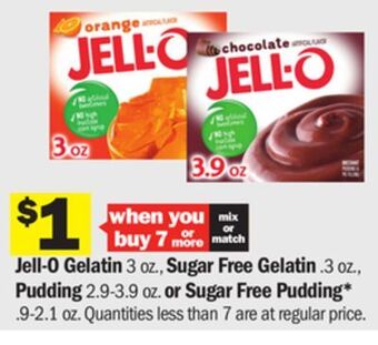 Meijer Jell-o gelatin 3 oz., sugar free gelatin .3 oz., pudding 2.9-3.9 oz. or sugar free pudding* .9-2.1 oz offer