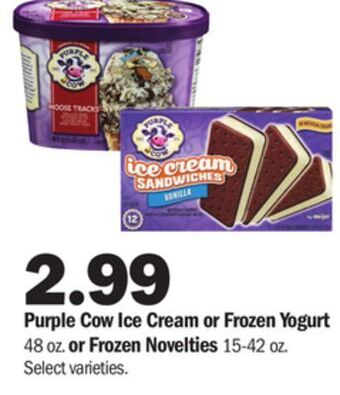 Meijer Purple cow ice cream or frozen yogurt 48 oz. or frozen novelties 15-42 oz offer