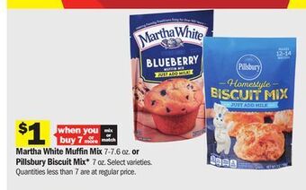 Meijer Martha white muffin mix 7-7.6 oz. or pillsbury biscuit mix* 7 oz offer
