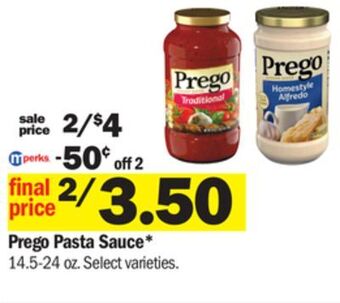 Meijer Prego pasta sauce offer