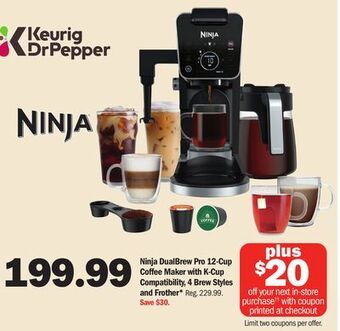 Meijer Ninja dualbrew pro 12-cup coffee maker with k-cup compatibility, 4 brew styles and frother offer