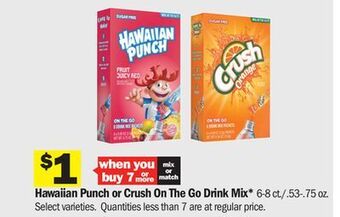Meijer Hawaiian punch or crush on the go drink mix offer