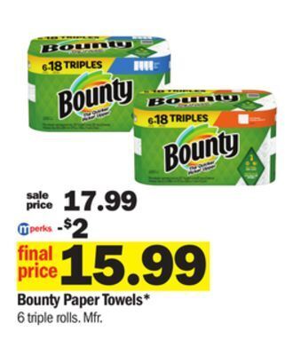 Meijer Bounty paper towels offer