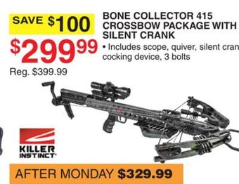 Dunham's Sports Killer instinct bone collector 415 crossbow package with silent crank offer