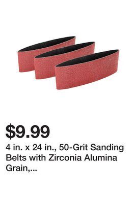 Harbor Freight Tools 4 in. x 24 in., 50-grit sanding belts with zirconia alumina grain, 3-pack offer