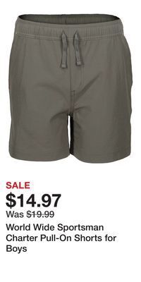 Cabela's World wide sportsman charter pull-on shorts for boys offer