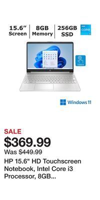 BJ’s Hp 15.6 hd touchscreen notebook, intel core i3 processor, 8gb memory, 256gb ssd, intel uhd graphics offer
