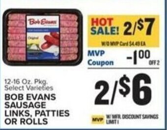 Food Lion BOB EVANS SAUSAGE LINKS, PATTIES OR ROLLS offer