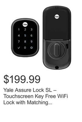 Costco Yale assure lock sl – touchscreen key free wifi lock with matching lever, black suede offer