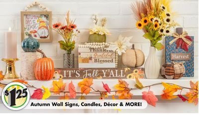 Dollar Tree Autumn wall signs, candles, décor & more offer