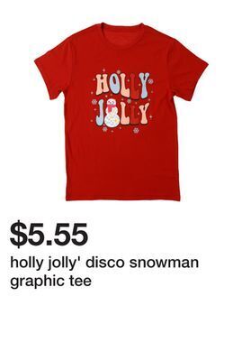 Five Below Holly jolly' disco snowman graphic tee offer