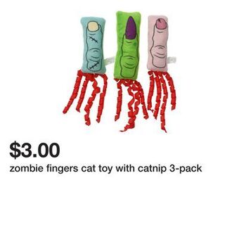 Five Below Zombie fingers cat toy with catnip 3-pack offer