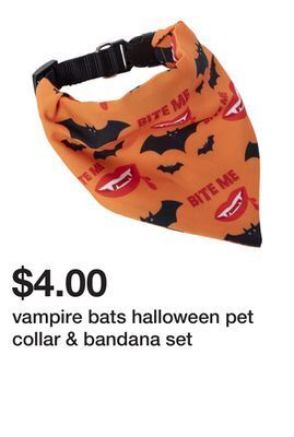 Five Below Vampire bats halloween pet collar & bandana set offer
