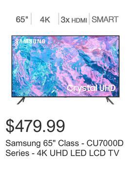 Costco Samsung 65 class - cu7000d series - 4k uhd led lcd tv offer