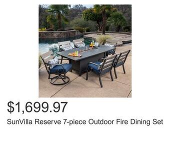 Costco Sunvilla reserve 7-piece outdoor fire dining set offer