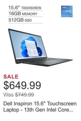Costco Dell inspiron 15.6 touchscreen laptop - 13th gen intel core i5-1335u - 1080p - windows 11, black offer