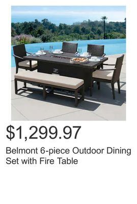 Costco Belmont 6-piece outdoor dining set with fire table offer
