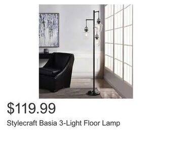 Costco Stylecraft basia 3-light floor lamp offer