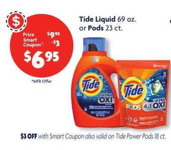 Family Dollar Tide liquid 69 oz. or pods 23 ct offer