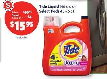 Family Dollar Tide liquid 146 oz. or select pods 45-76 ct offer