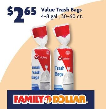 Family Dollar Value trash bags offer