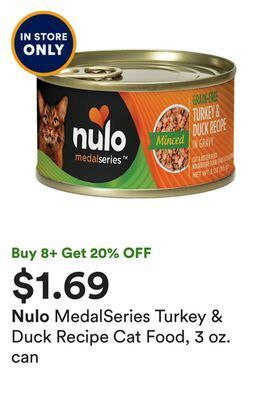 Petco Medalseries turkey & duck recipe cat food, 3 oz. can offer
