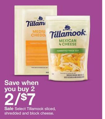Target Tillamook sliced, shredded and block cheese offer