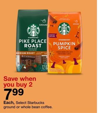 Target Starbucks ground or whole bean coffee offer