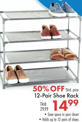 Boscov's 12-pair shoe rack offer