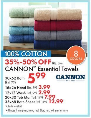 Boscov's Cannon essential towels offer