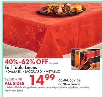 Boscov's Fall table linens offer