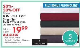 Boscov's London fog sheet set offer
