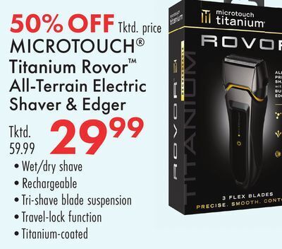 Boscov's Microtouch titanium rovor all-terrain electric shaver & edger offer