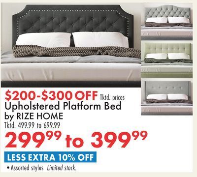 Boscov's Upholstered platform bed by rize home offer