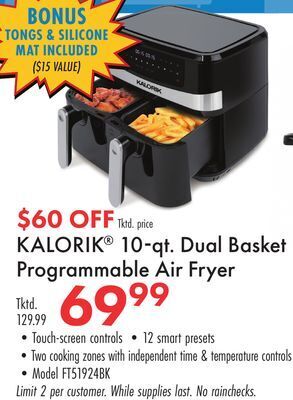 Boscov's Kalorik 10-qt. dual basket programmable air fryer offer