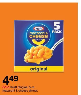 Target Kraft original 5-ct. macaroni & cheese dinner offer
