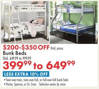 Boscov's Bunk beds offer