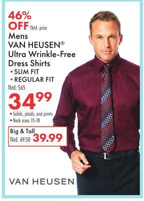 Boscov's Mens van heusen ultra wrinkle-free dress shirts offer