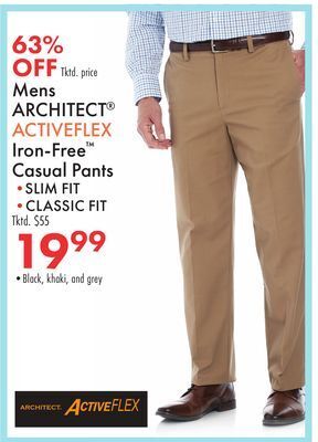 Boscov's Mens architect activeflex iron-free casual pants offer