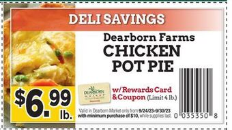 Dearborn Market Dearborn farms chicken pot pie offer