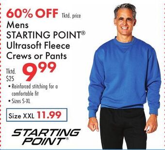 Boscov's Mens starting point ultrasoft fleece crews or pants offer