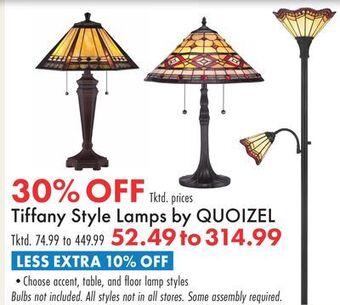 Boscov's Tiffany style lamps by quoizel offer